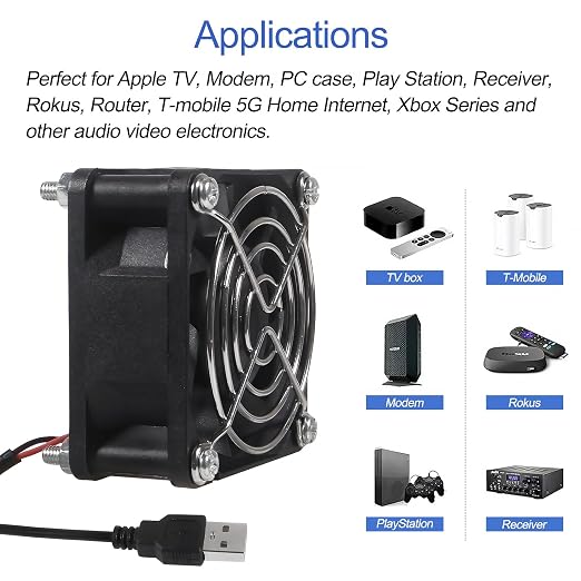 UMLIFE 4-Pack Quiet 60mm USB Fan Dual-Ball Bearings, 60mm x 60mm x 25mm 5V - Image 7