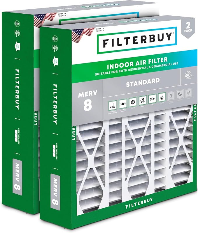 Filterbuy 20x25.25x3.5 Air Filter MERV 8 Essential Dust & Allergy Defense by Filterbuy