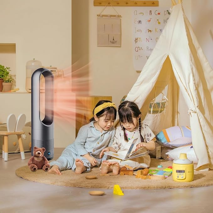 Bladeless Heater Fan, 22Inch Heating & Cooling Combo Tower Fan 80° Oscillating - Image 6