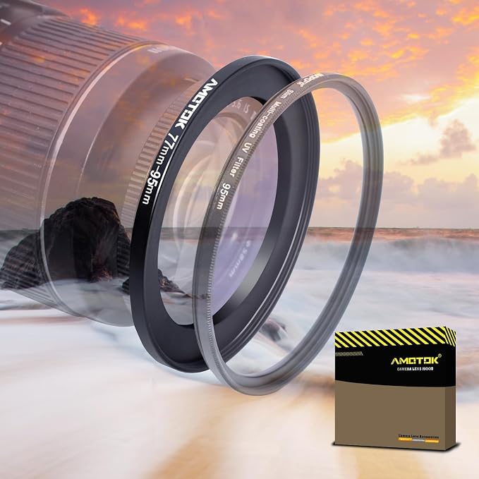 77mm Lens to 95mm Camera Lens Adapter, 77mm-95mm Filter Step up Rings, by AMOTOK
