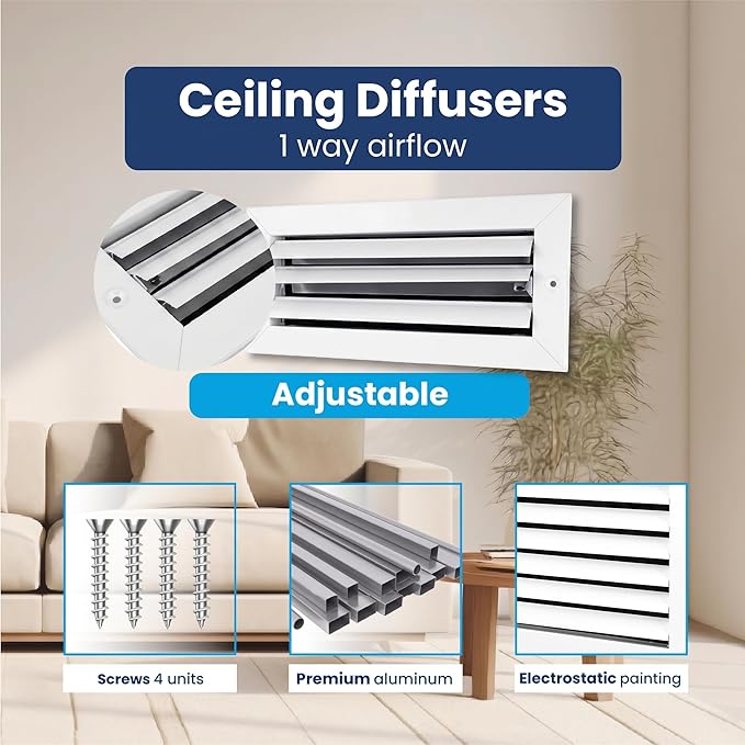 4x10 Aluminum HVAC Wall Register 1-Way Air Vent Cover Ceiling Quiet - Image 4