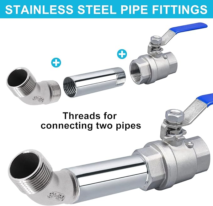 45 Degree Elbow 2PCS, 3/4" NPT Male X 3/4" NPT Male 304 Stainless Steel Pipe - Image 6