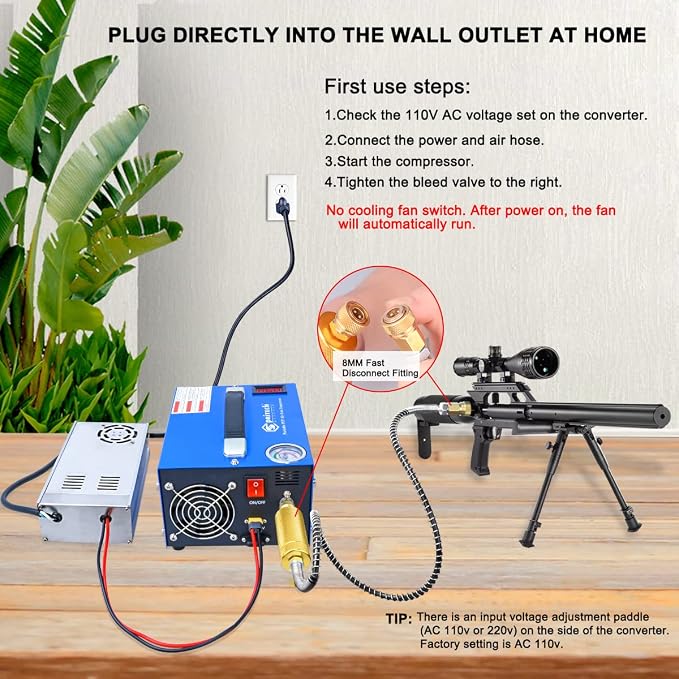 PCP Air Compressor, Portable 4500Psi/30Mpa, Water/Oil-Free, PCP Rifle/Pistol - Image 5