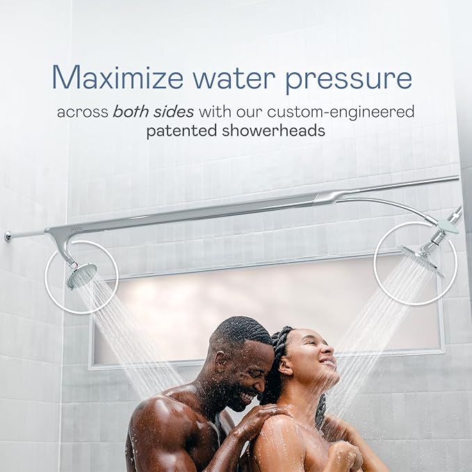 BOONA - The Original Tandem Shower | As Seen On Shark Tank | Double Shower Head for Couples, High Pressure Dual Shower Heads (One Showerhead, King Krome)