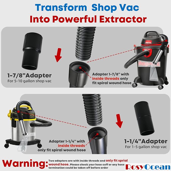 Shop Vac Extractor Attachment for Upholstery & Carpet Cleaning Accessory Hand - Image 2