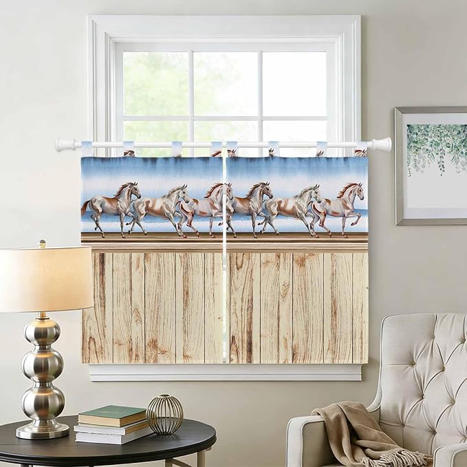 Western Horse Bedroom Curtains 63 Inch Length, Window Curtains Tab Top - Image 2