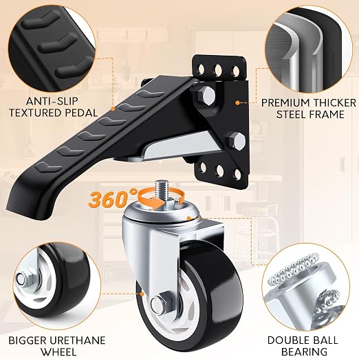 SOLEJAZZ Workbench Casters Wheels 880Lbs Retractable Casters Set of 4 Heavy - Image 2