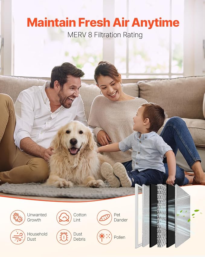 VEVOR Electrostatic Air Filter, MERV 8 Long Lifetime, Healthier Home or Office - Image 2
