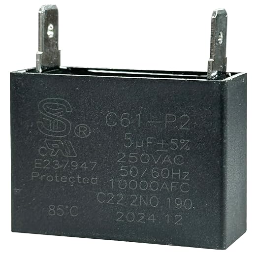 C61-P2 Capacitor 5uF 250VAC 50/60Hz 10000AFC C22.2NO.190 85℃, UL E237947 by ORIGPARTS