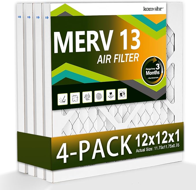 12x12x1 Air Filter MERV 13, HVAC/Furnace AC Filter Replacement, Dust by Komashr