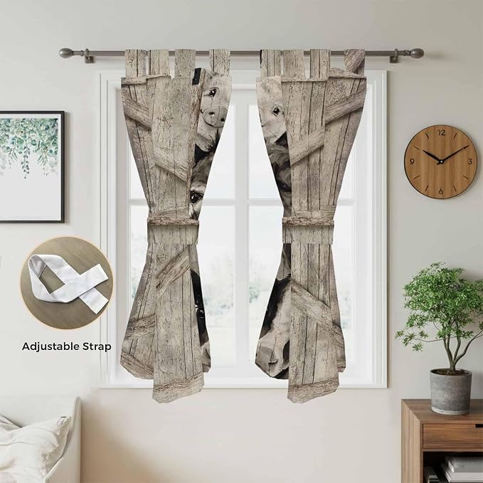 Funny Farm Animals Bathroom Curtains 63 Inch Length, Window Curtains Tab Top - Image 5