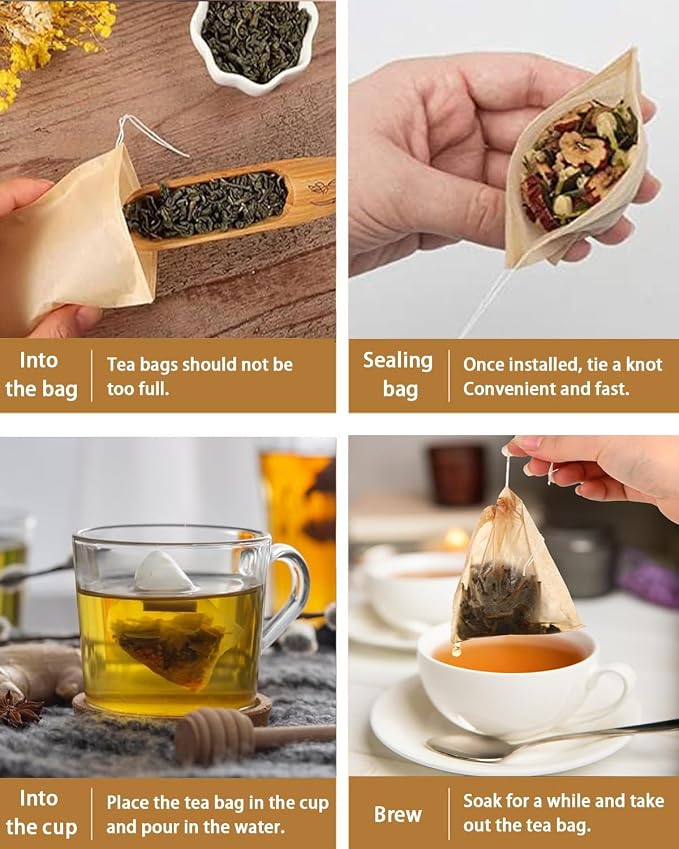 400 PcsTea filter bag, 100% natural wood pulp paper material, disposable tea - Image 3