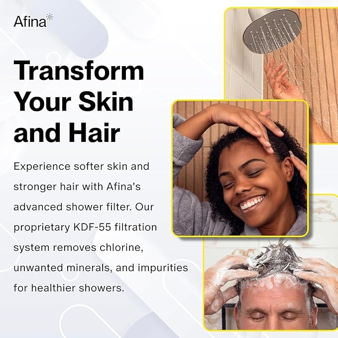 Afina Filtered Shower Head, Shower Filter for Hard Water | Improves Skin & Hair by Removing Chlorine & Toxic Chemicals from Hard Water (1.8 Gallon Per Minute California, Matte Black)