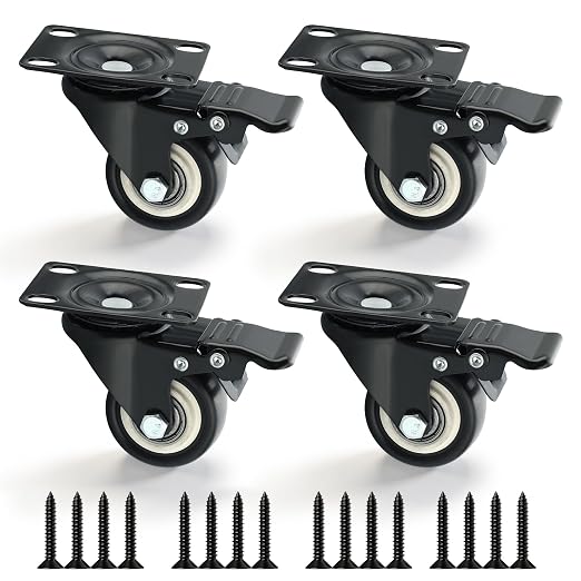Alise Caster Wheels, Steel Core Rubber Heavy Duty Casters, Polyurethane Foam No by Alise