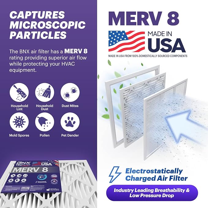 BNX TruFilter 16x25x1 Air Filter MERV 8 - Image 4