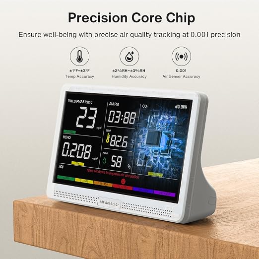 16 in 1 Air Quality Monitor Indoor 7" Display 9 AQI+7 AQI Alerts Air Quality - Image 8