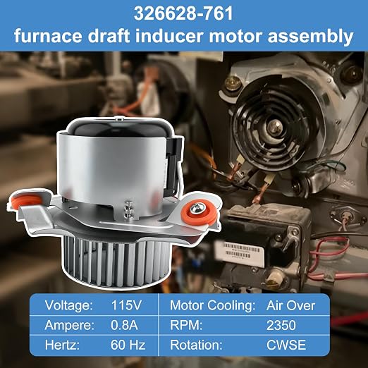 326628-761 Furnace Draft Inducer Motor, Compatible - Image 3