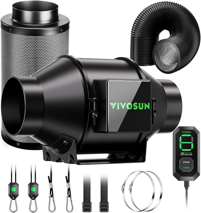 VIVOSUN Smart Air Filtration G4 Kit 4", AeroZesh G4 Inline Duct Fan by VIVOSUN