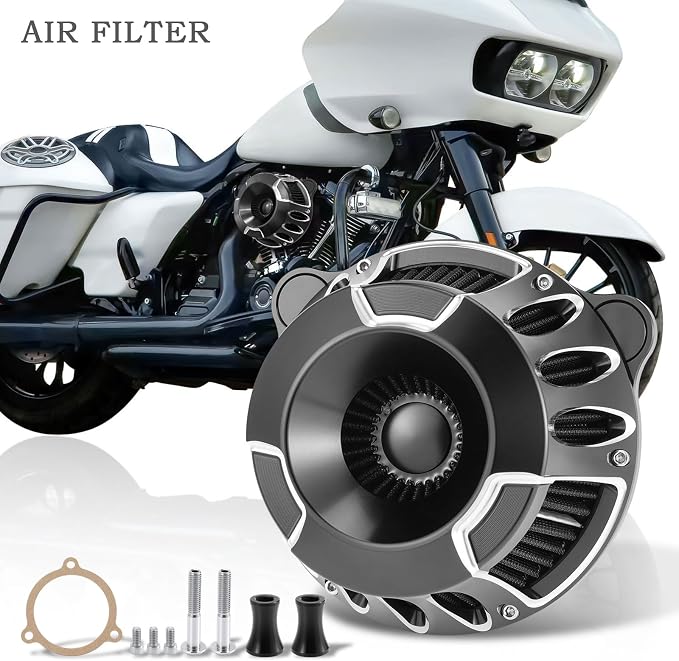 Motorcycle Air Filter Kit CNC Air Cleaner Turbine Intake System Fit - Image 2
