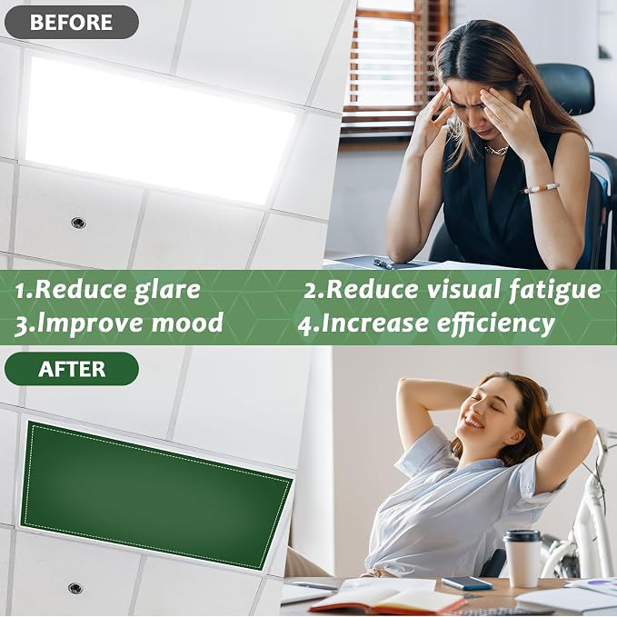 QOUBAI 6PCS Fluorescent Light Covers, 4 x 2 Feet Magnetic Light Cover - Image 4
