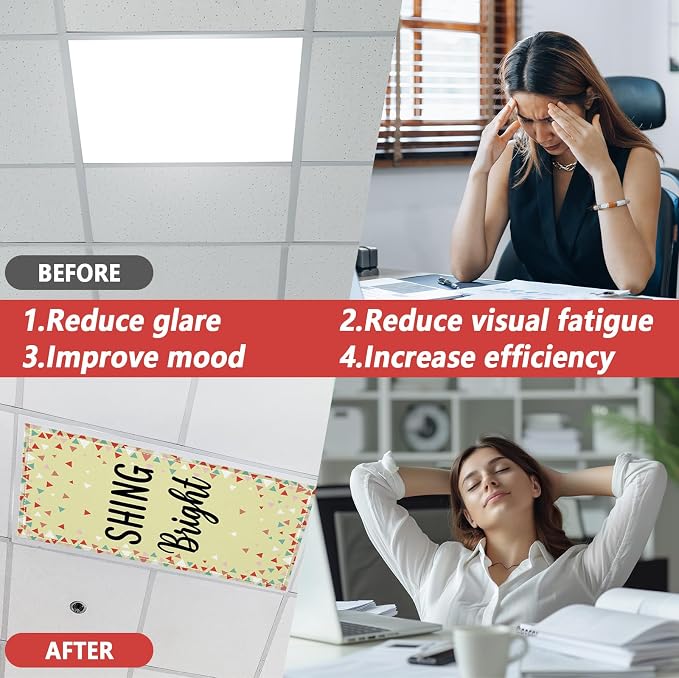 QOUBAI 6Pcs Fluorescent Light Covers, 4x2 Feet Magnetic Light Cover Fluorescent - Image 7