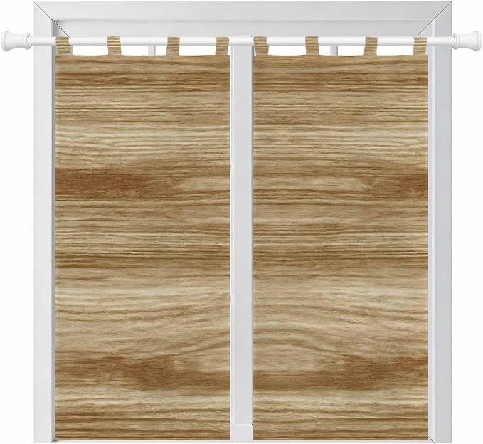 Light Brown Wood Grain Living Room Curtains 84 Inch Length, Window Curtains Tab by Unknown