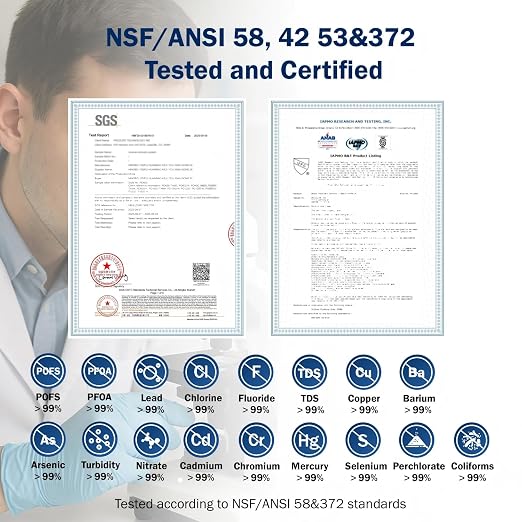 Frizzlife 800GPD Reverse Osmosis Water Filter, NSF/ASNI 58&53&42&372 Standard - Image 3