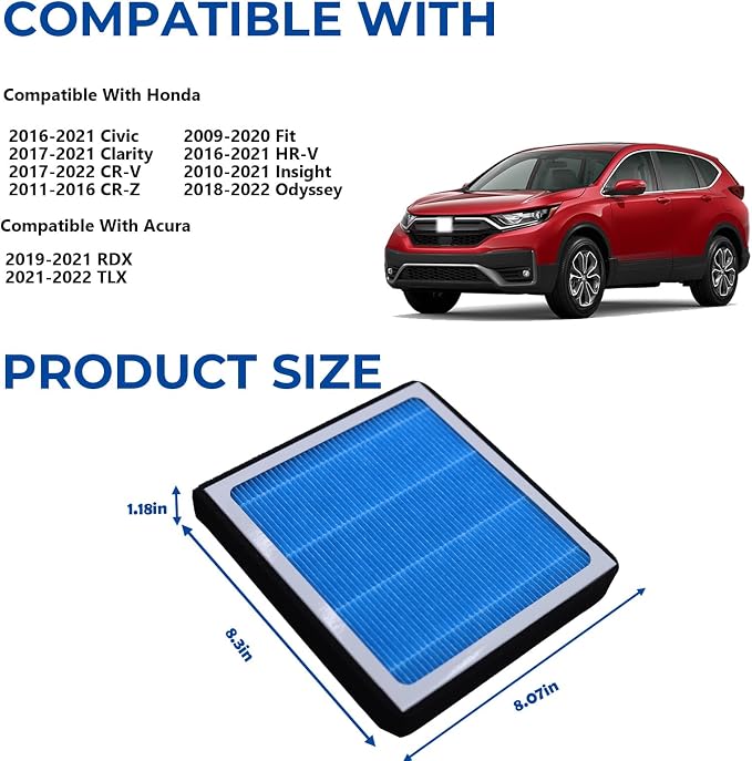 CF11182 Cabin Air Filter With Honda Civic, CR-V CRV, CR-Z CRZ, HR-V HRV - Image 2
