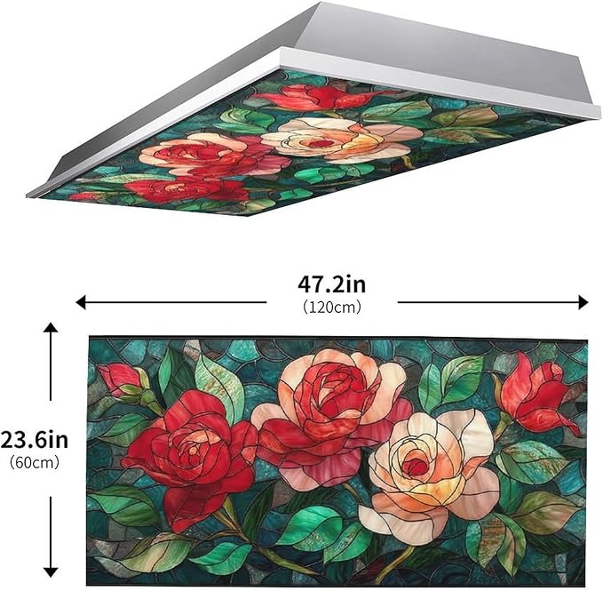 2PCS Stained Glass Rose Magnetic Fluorescent Light Covers - Image 2