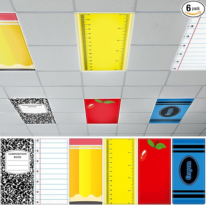 QOUBAI 6PCS Fluorescent Light Covers, 4x2 Feet Magnetic Light Cover Fluorescent by QOUBAI