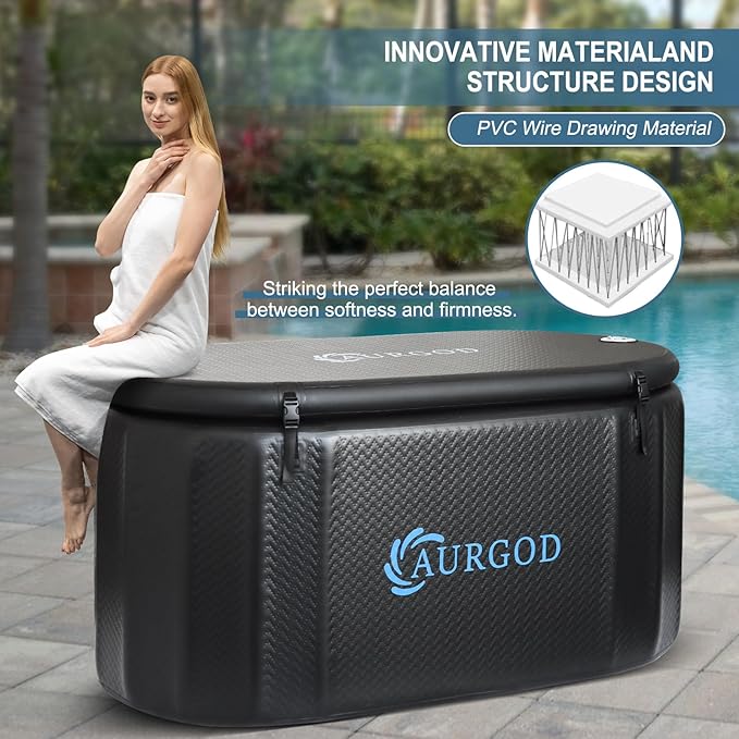 238Gallon Inflatable Cold Plunge Tub for Recover, Upgraded Thickened 2 Person Ice Bath Tub, Bathtub Adult, Insulated Lid, Pump, Strong Handbag