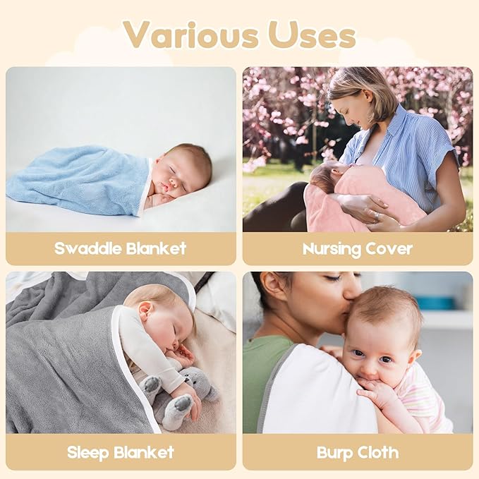 Hooded Towel for Newborn, 4 Pack Soft Coral Fleece Baby Towels, Ultra Absorbent Bath Cloths Bulk for Infants, Toddlers, Newborn Essential- 30 x 30 inch - Multicolor
