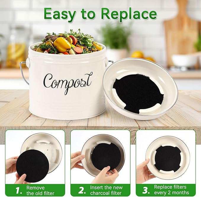 10 Pack Charcoal Filters for Compost Bucket, Compost Filters for Countertop Bin - Image 6