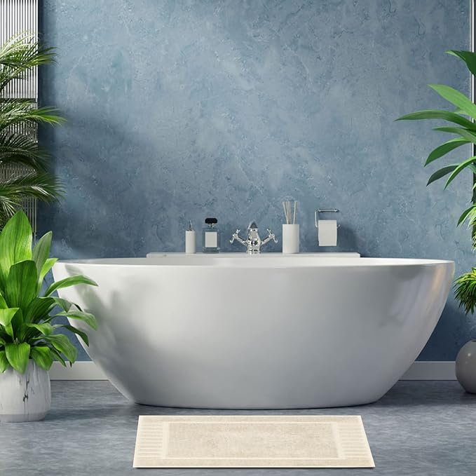 White Classic Luxury Bath Mat Floor Towel Set - Absorbent Cotton Hotel Spa Shower/Bathtub Mats [Not a Bathroom Rug] 22"x34" | 2 Pack | Ivory