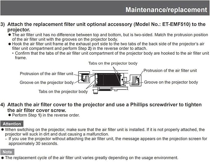 AWO ET-EMF510 Replacement Projector Air Dust Filter Fit - Image 7
