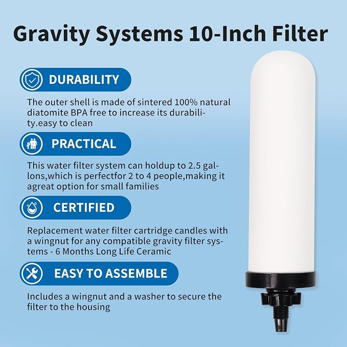 2 Pack 7'' ceramic water filter Candle, 7 inch water filter replacement filters - Image 2