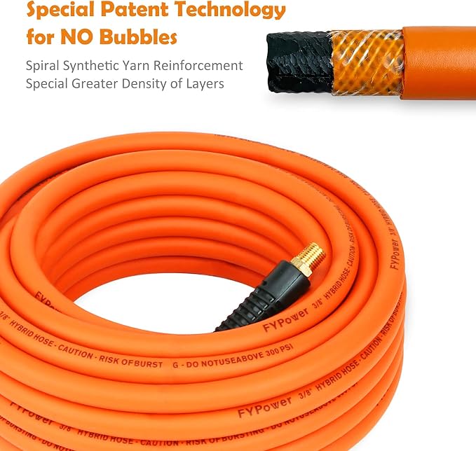 22 Pieces Air Compressor Accessories kit, 3/8 inch x 50 ft Hybrid Air Hose Kit - Image 5