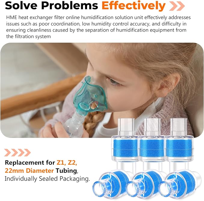 6 Pack HME Heat Moisture Exchanger/Exchange Filter in-Line Humidification - Image 4