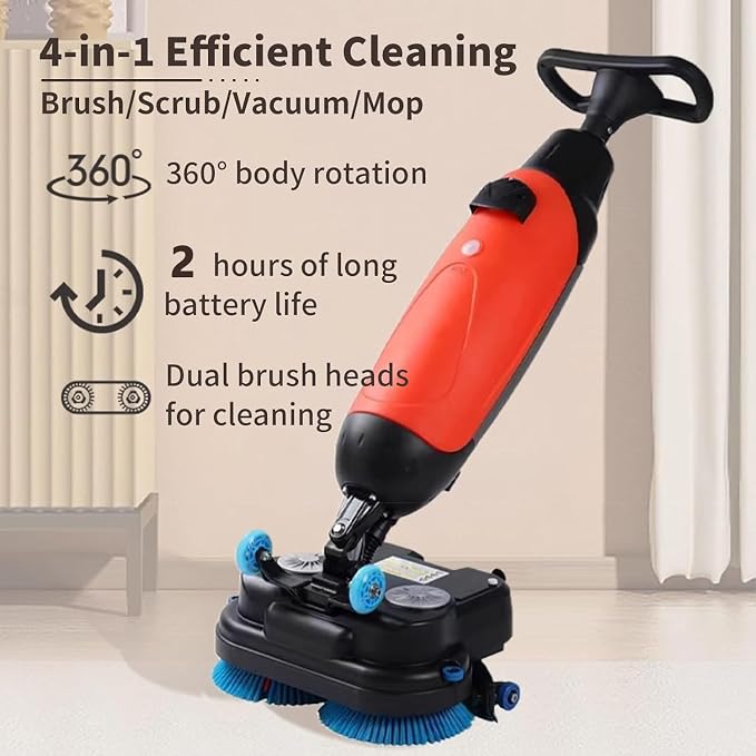Rechargeable Floor Cleaner and Wet Dry Floor Machine, Dual-Brush Heads - Image 3