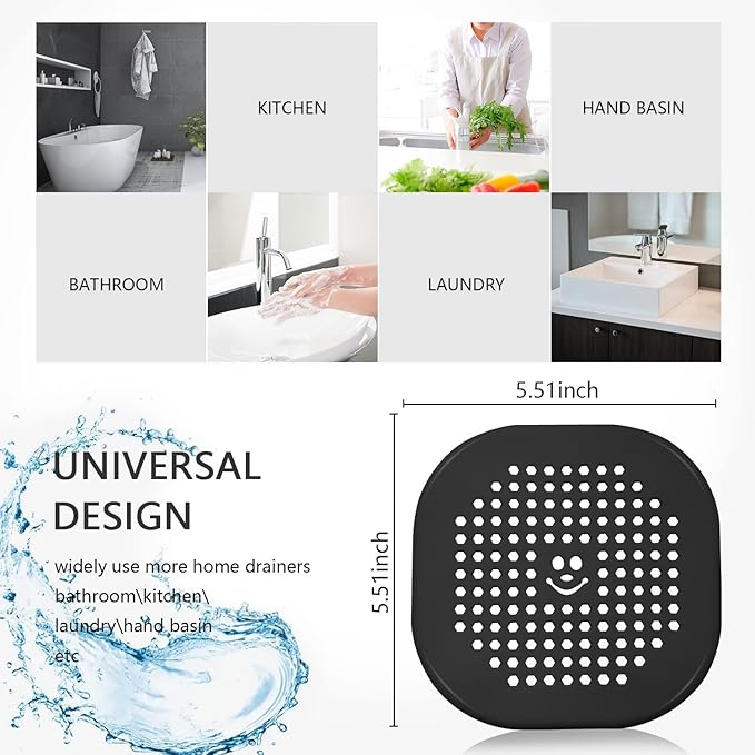 Drain Cover Hair Catcher Drain Plug Hair Stopper Drain Protector for Shower Bathroom Accessories Bathtub Deep Light Blue 2 Pack
