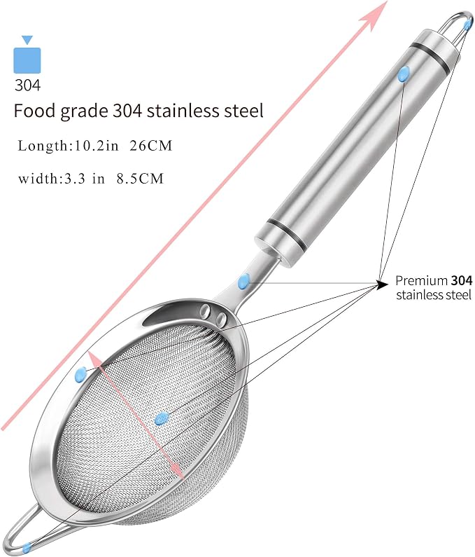 304 Stainless Steel Fine Mesh Strainers - Image 2