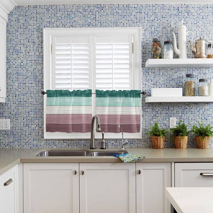 Retro Farm Woodcuts Texture Window Valance Curtains, 2 Panel - Image 8
