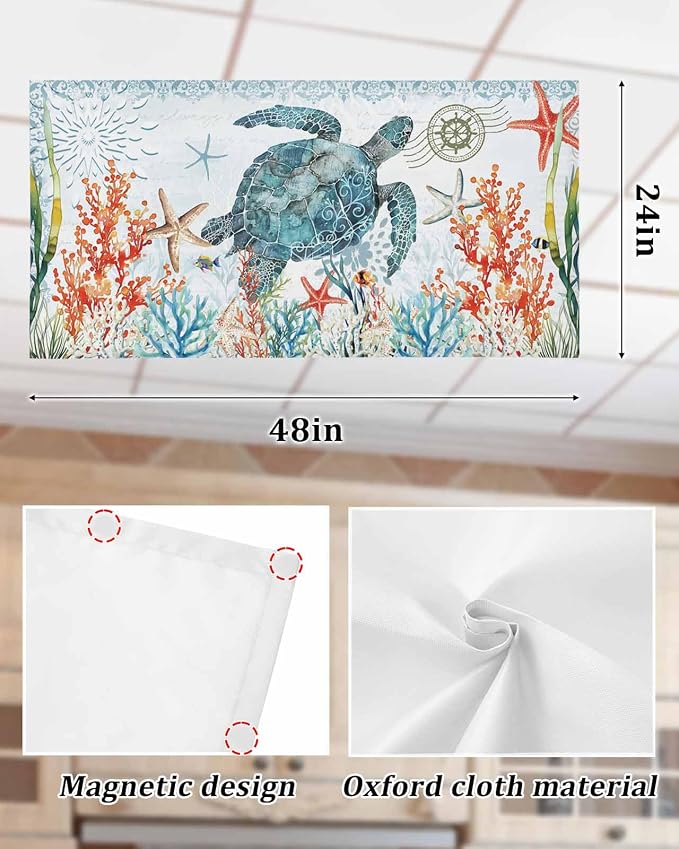 1 Pack Teal Blue Sea Turtle Fluorescent Light Covers Coastal Ocean Coral - Image 6