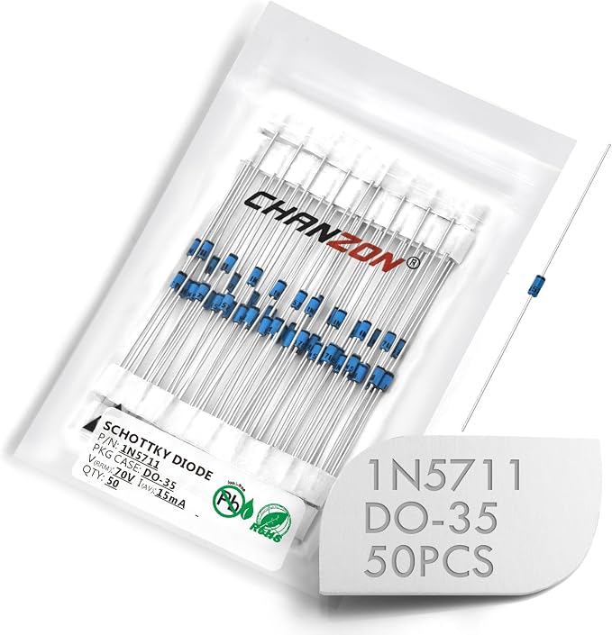 Chanzon 50 Pcs 1N5711 Schottky Barrier Rectifier Diodes 15mA 70V DO-35 Axial - Image 4