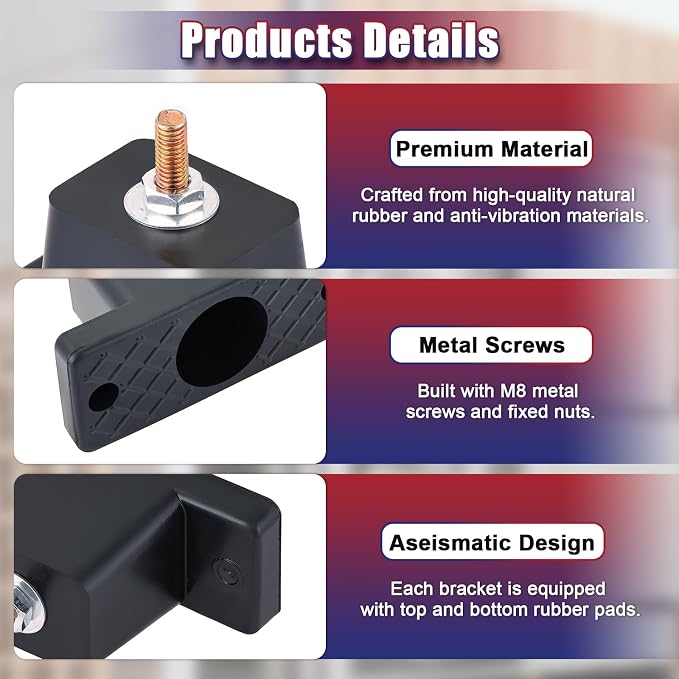 NYXOVA 8 Pack 60mm Rubber Vibration Isolator Mounting Brackets - Image 3