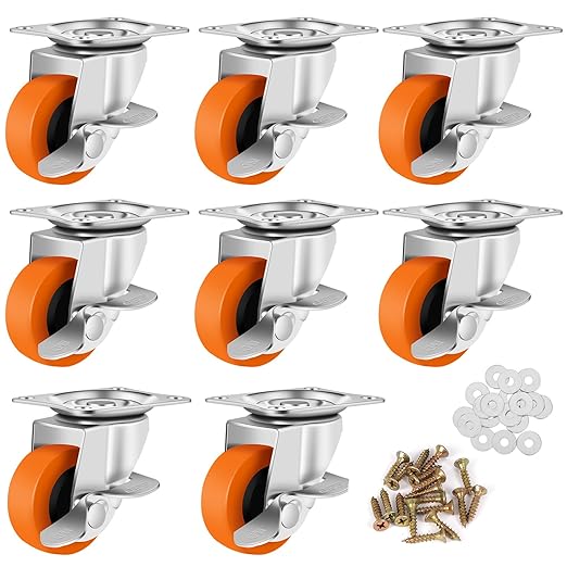 Caster Wheels, 2.5 Inch Casters Set of 8, Heavy Duty Casters by BOSGEOT