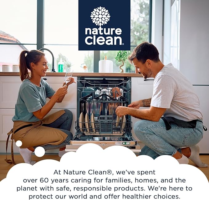Nature Clean All Natural Dishwasher Rinse Aid Cleaner, Liquid Dishwasher Rinse Agent for Spot-Free Glass & Cutlery in Hard Water, Non Toxic Dish Washer Rinse Aid & Stain Remover, 8 oz/250ml, Pack of 3