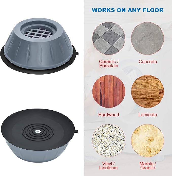Dadop 4Pcs Anti Vibration Pads for Washing Machine and Dryer Shock and Noise - Image 8