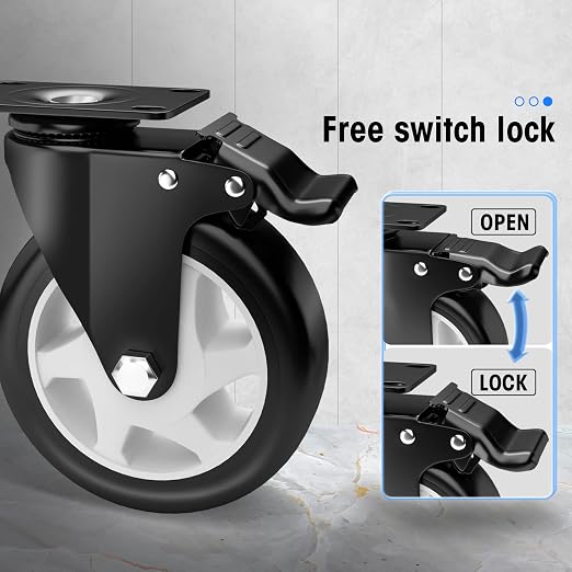 5" Swivel Plate Casters, 1400Lbs Capacity - Image 4
