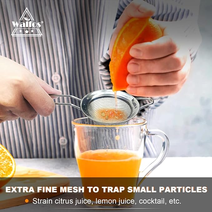 Walfos Small Fine Mesh Tea Strainer, Mini Stainless Steel Sieve - Image 4